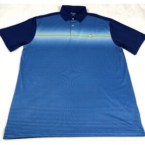 Masters Tech Polo Men's XL Blue Gradient Stripe Performance Golf Shirt Augusta